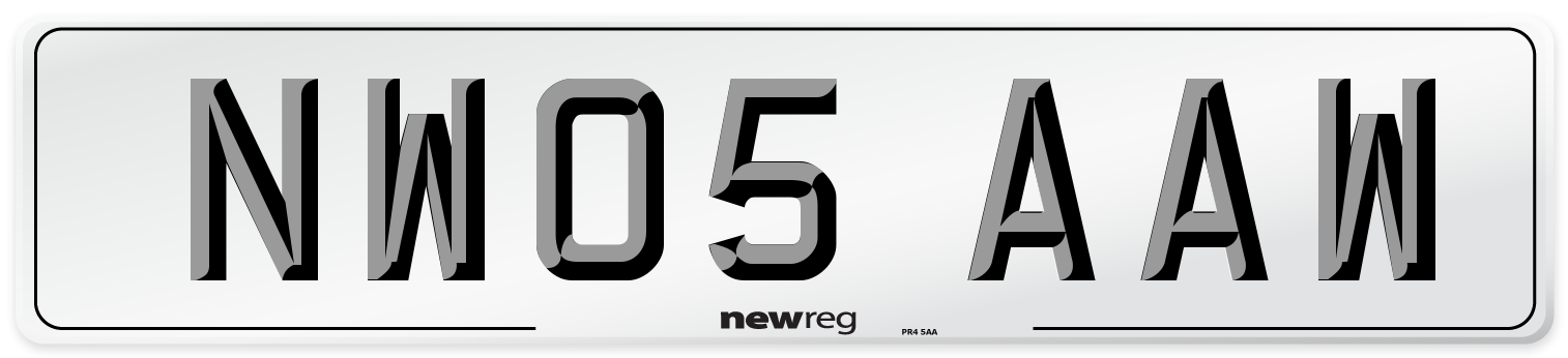 NW05 AAW Number Plate from New Reg